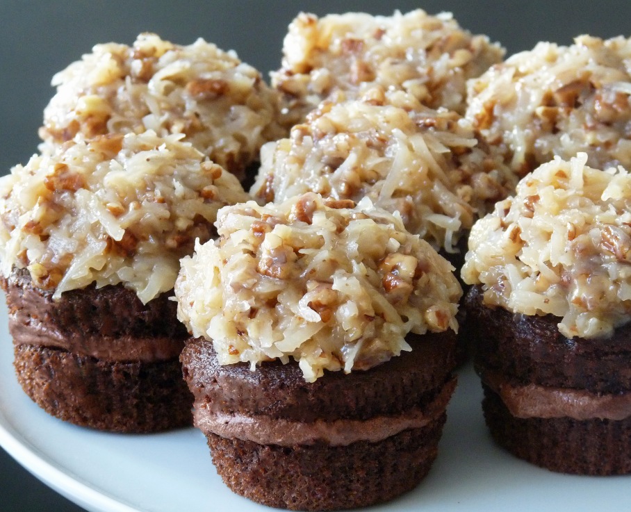 Chocolate Cupcakes with Coconut Pecan Frosting